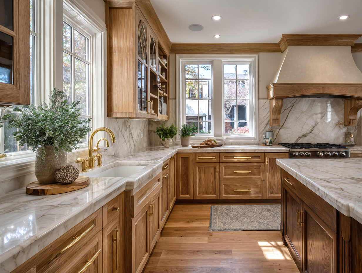 Warm kitchen remodel with custom cabinetry